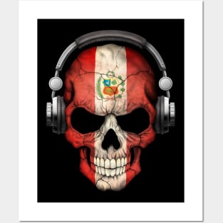 Dark Skull Deejay with Peruvian Flag Posters and Art